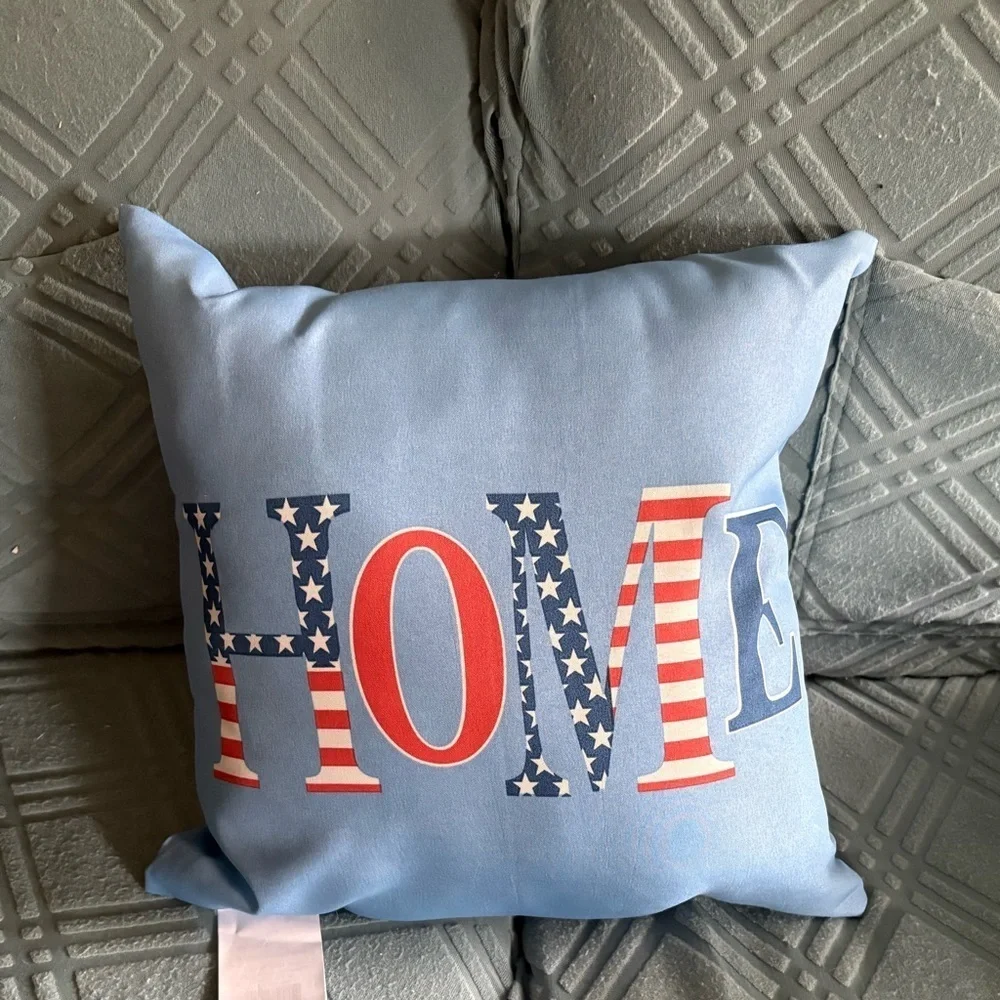 Fun Holiday  Patriotic Blue Home Holiday Pillow Outdoor pillows 16x16